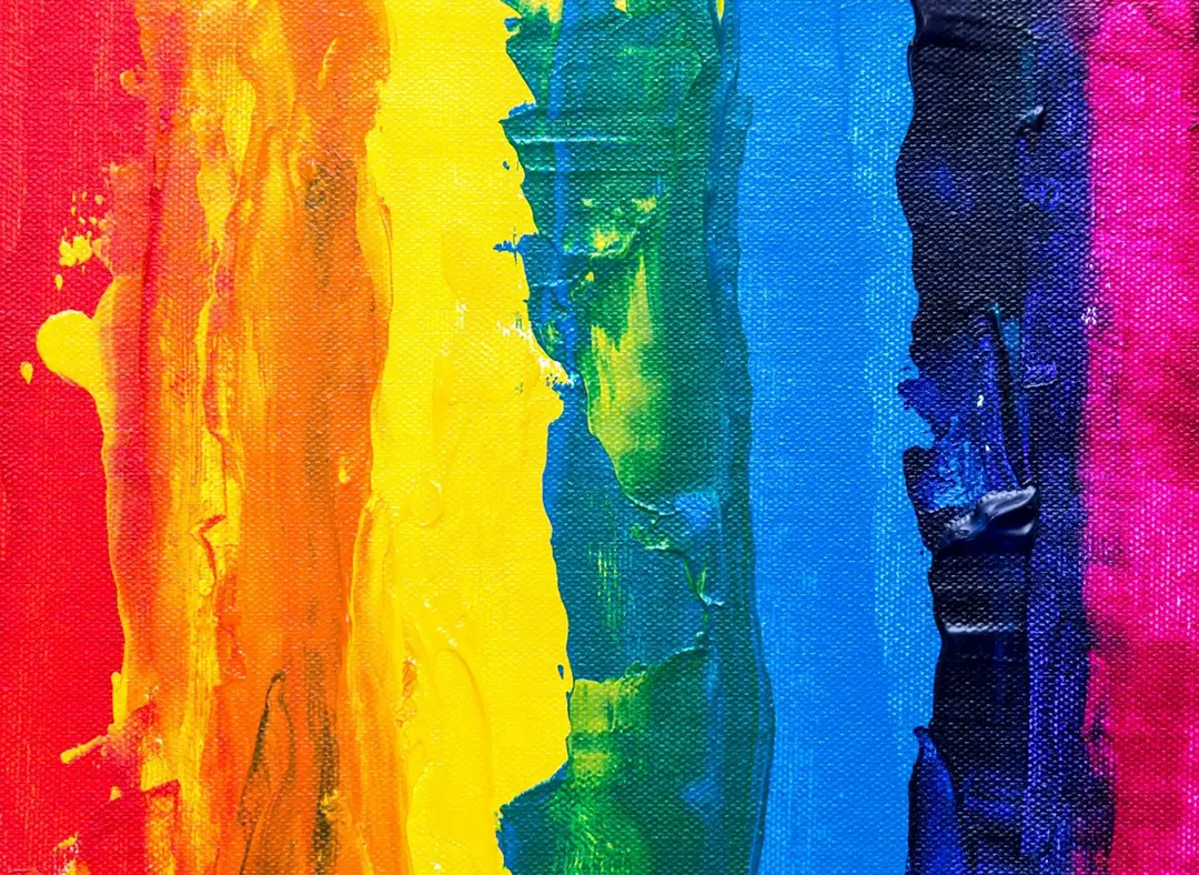 Oil paint on canvas of the pride flag colors